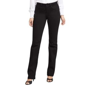 NYDJ Jeans Marilyn Straight Sparkle Bling Studded Pocket Black Silver 14P Petite